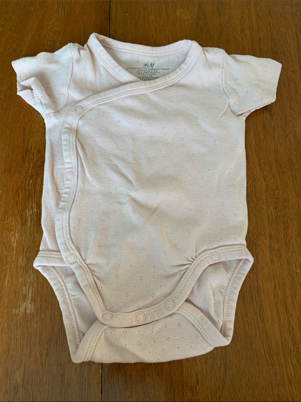 🍓3/$10 H&M Organic Pale Pink Wrap-Front Baby Bodysuit